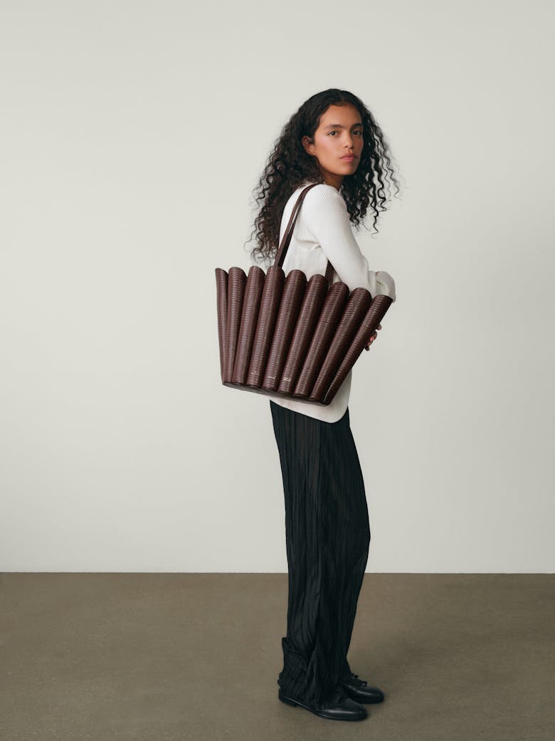 Oversize Shell Bag “brown lizard”