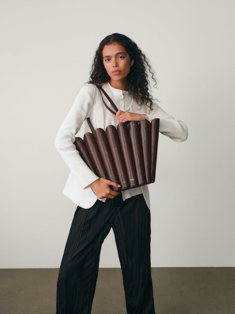 Oversize Shell Bag “brown lizard”