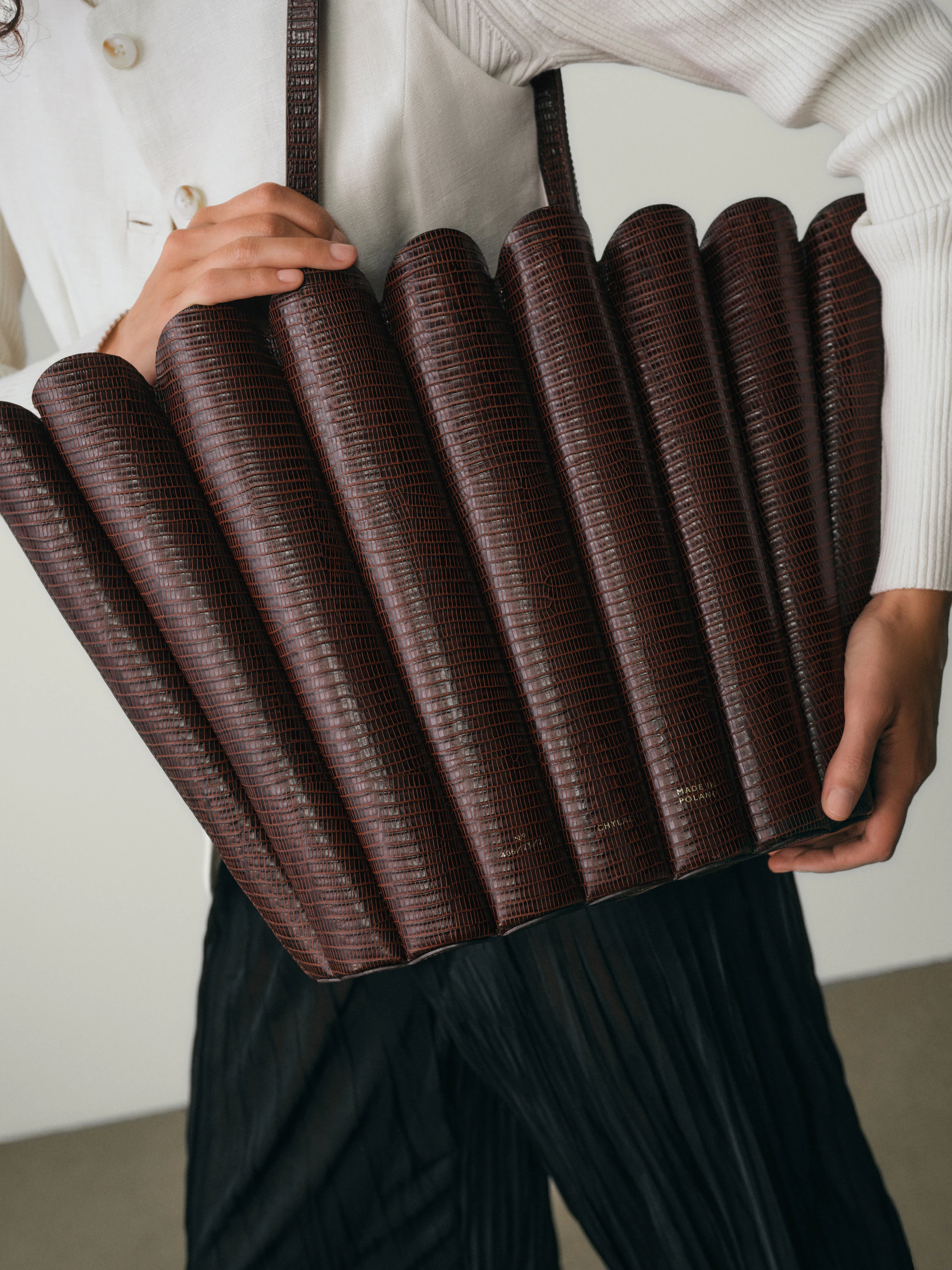Oversize Shell Bag “brown lizard” - Chylak