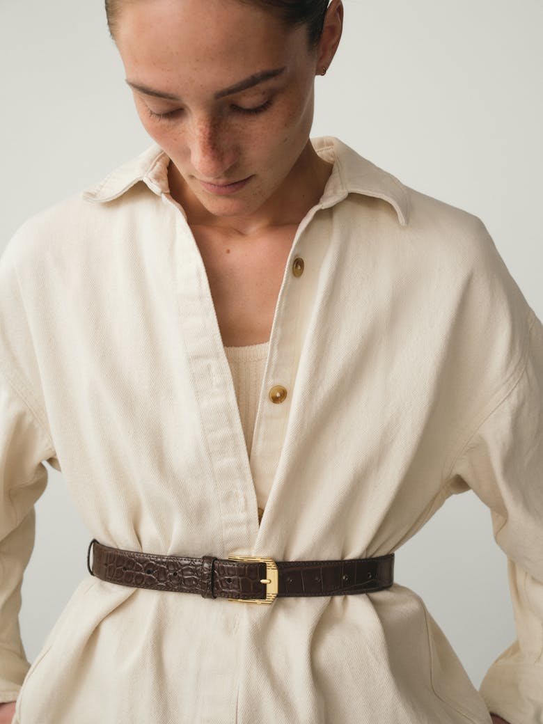 Retro Belt “glossy brown crocodile” 