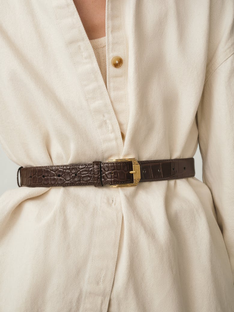 Retro Belt “glossy brown crocodile” 