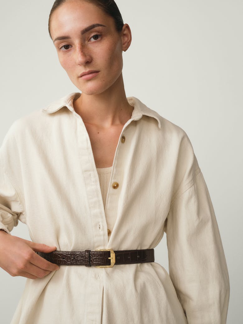 Retro Belt “glossy brown crocodile” 