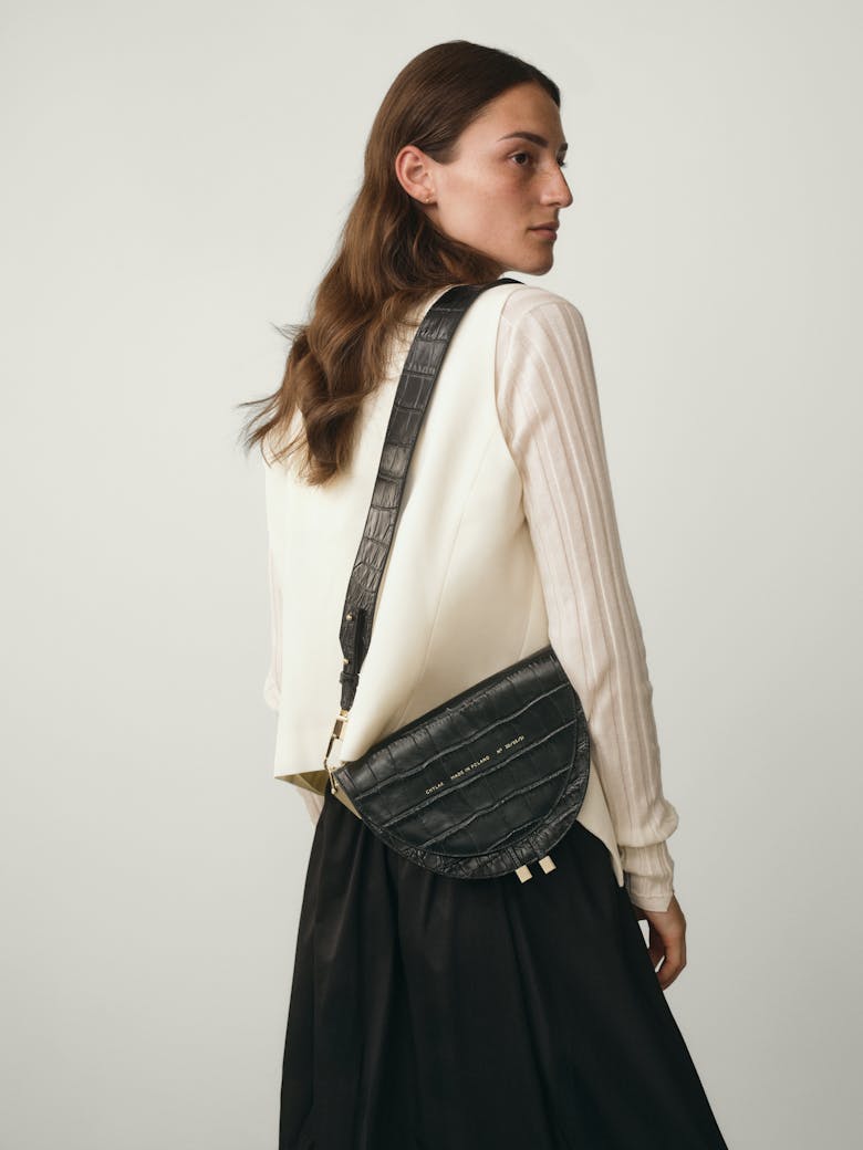 Saddle Bag “glossy black crocodile”