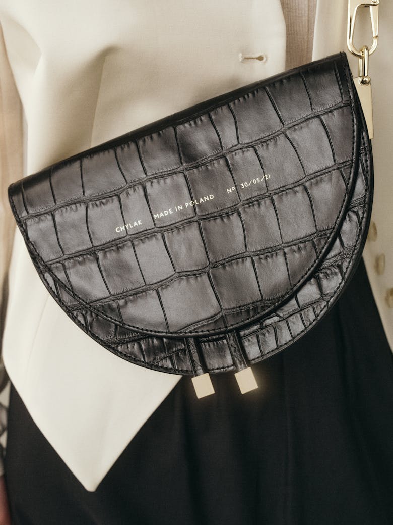 Saddle Bag “glossy black crocodile”