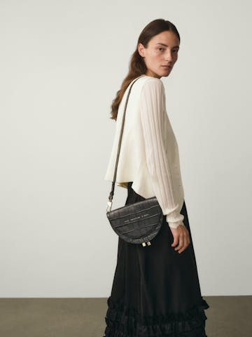 Long Strap “glossy black crocodile”