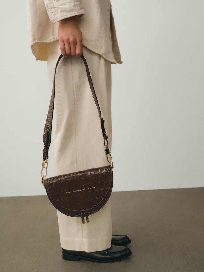 Saddle Bag “glossy brown crocodile”