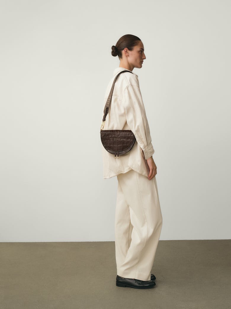 Saddle Bag “glossy brown crocodile”