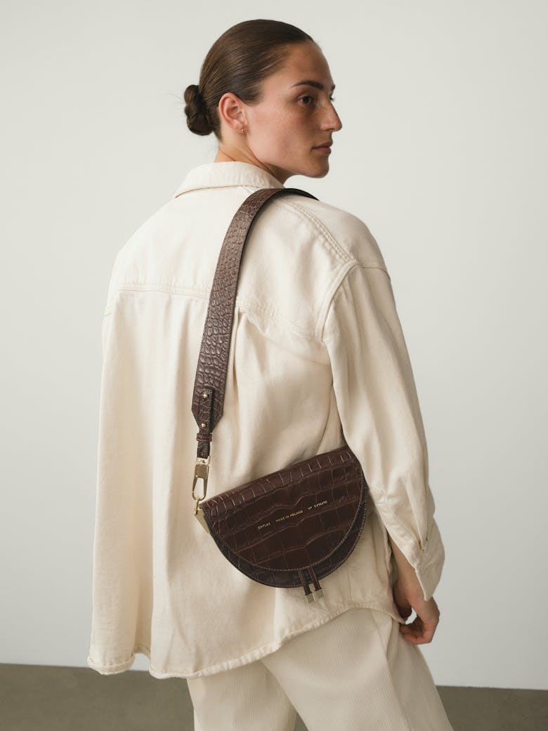 Saddle Bag “glossy brown crocodile”