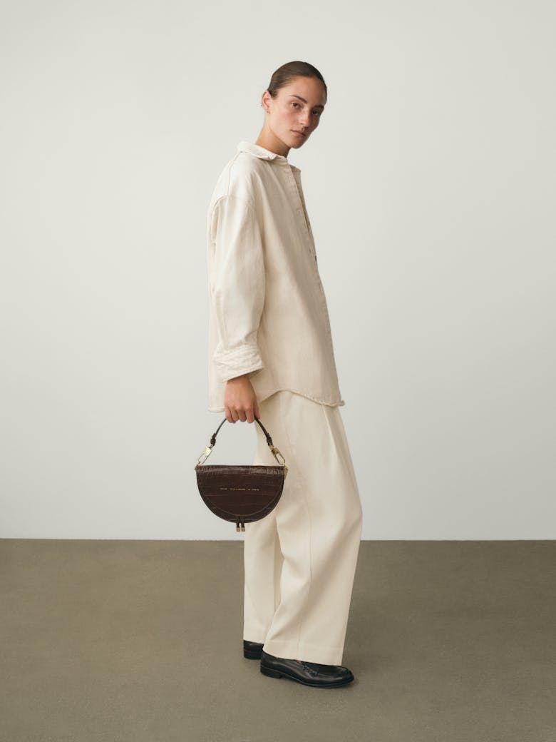 Saddle Bag “glossy brown crocodile”