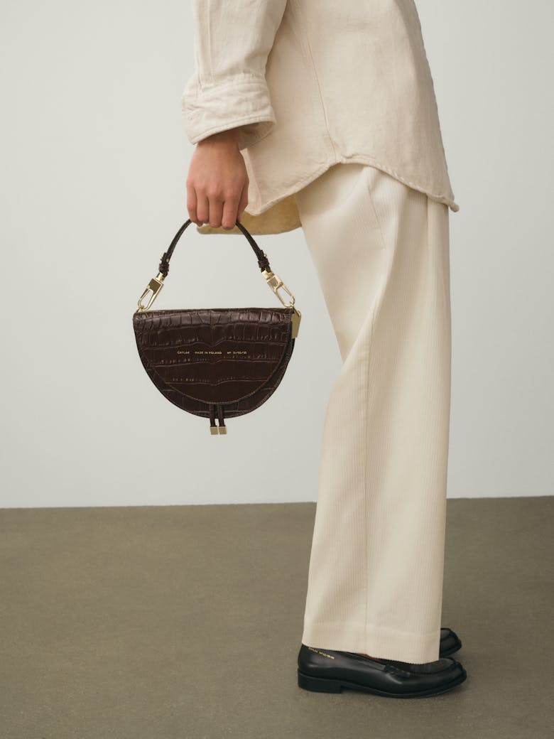 Saddle Bag “glossy brown crocodile”