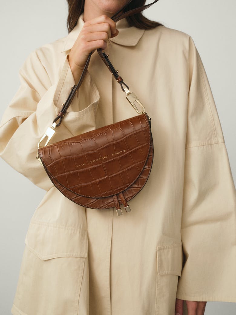 Saddle Bag “glossy caramel crocodile”