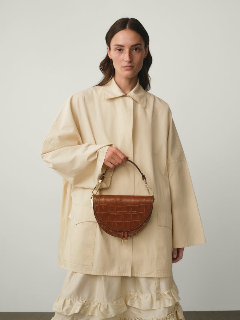 Saddle Bag “glossy caramel crocodile”