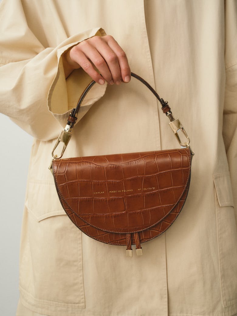 Saddle Bag “glossy caramel crocodile”