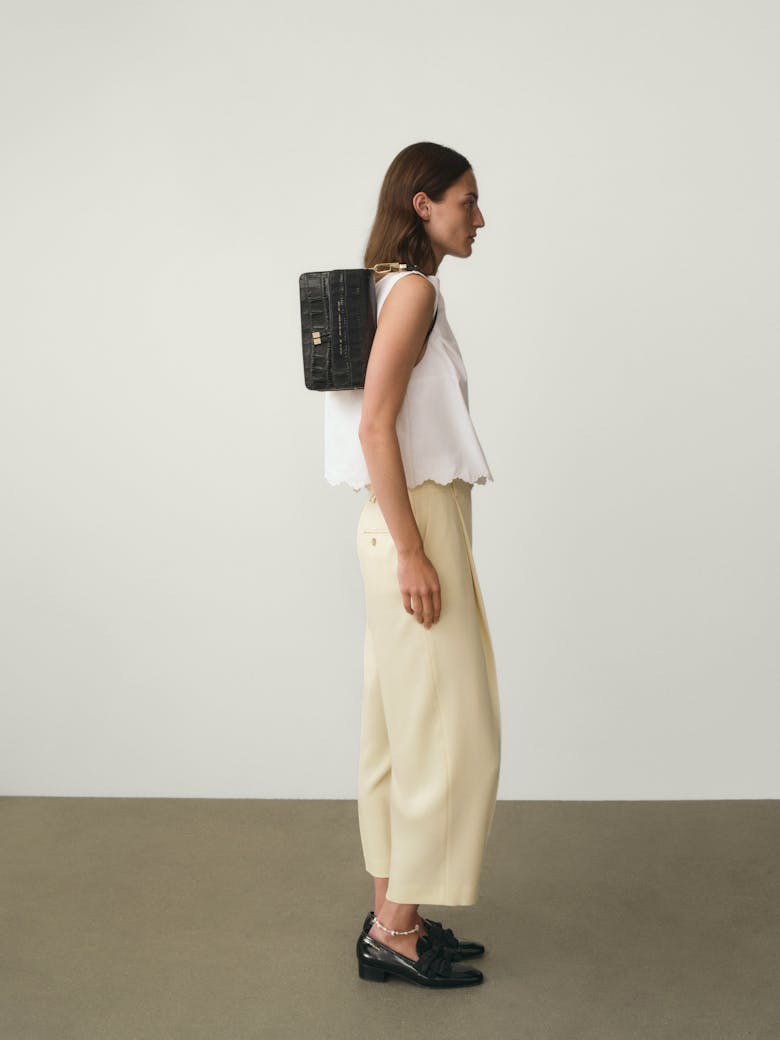 Shoulder Bag “glossy black crocodile”