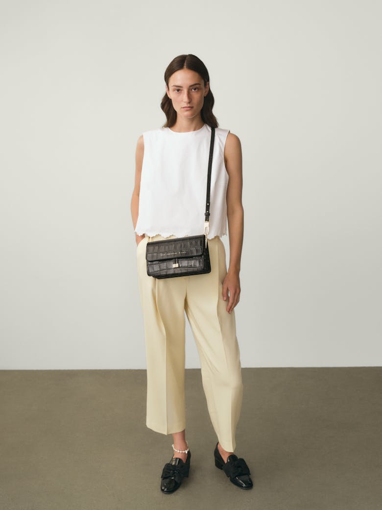 Long Strap “glossy black crocodile”