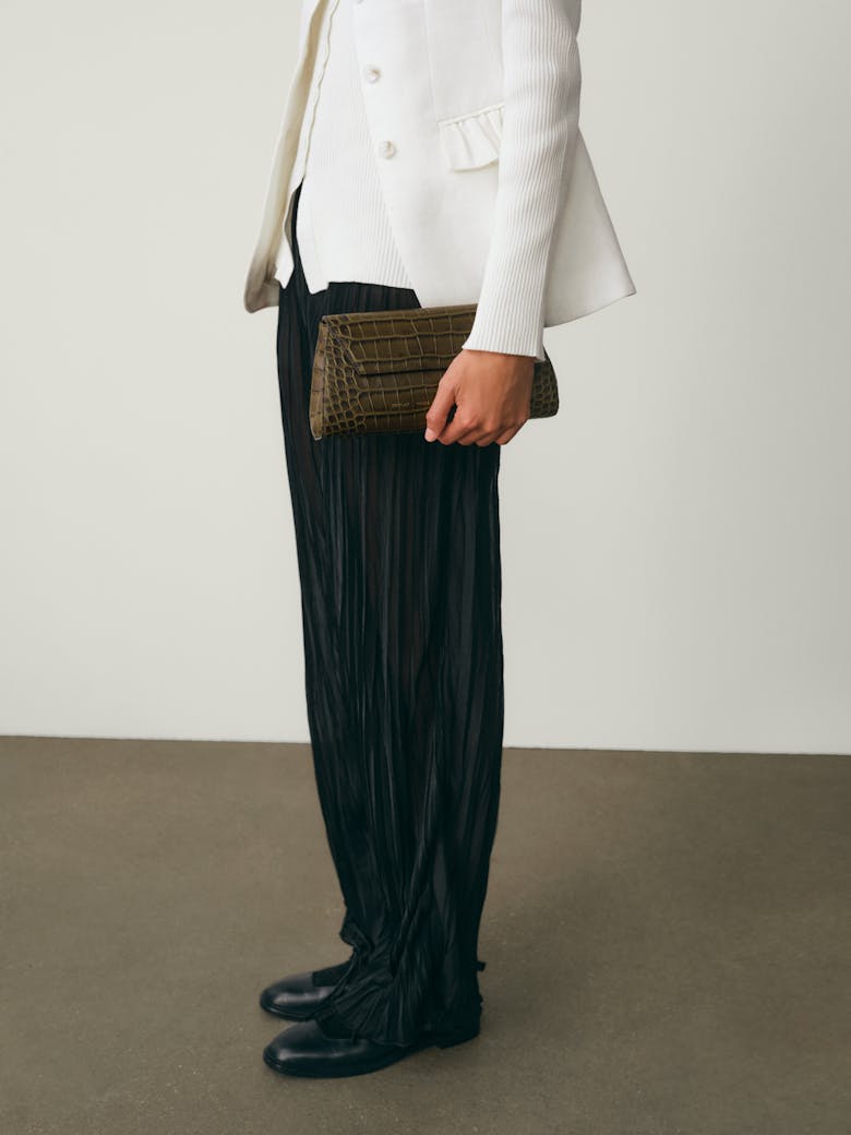 Small Envelope Clutch “olive crocodile”