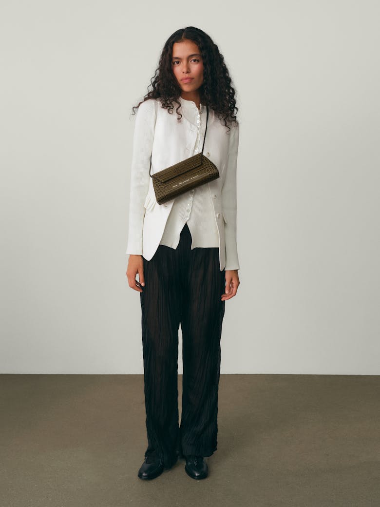 Small Envelope Clutch “olive crocodile”