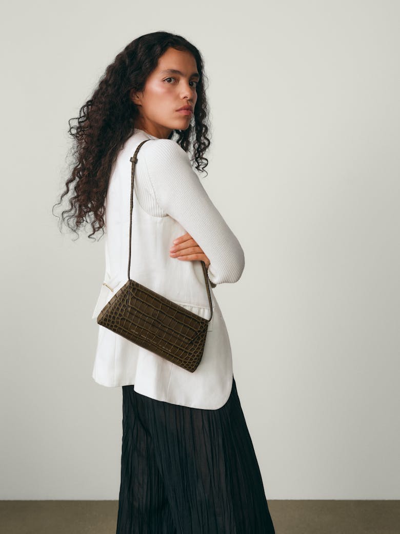 Small Envelope Clutch “olive crocodile”