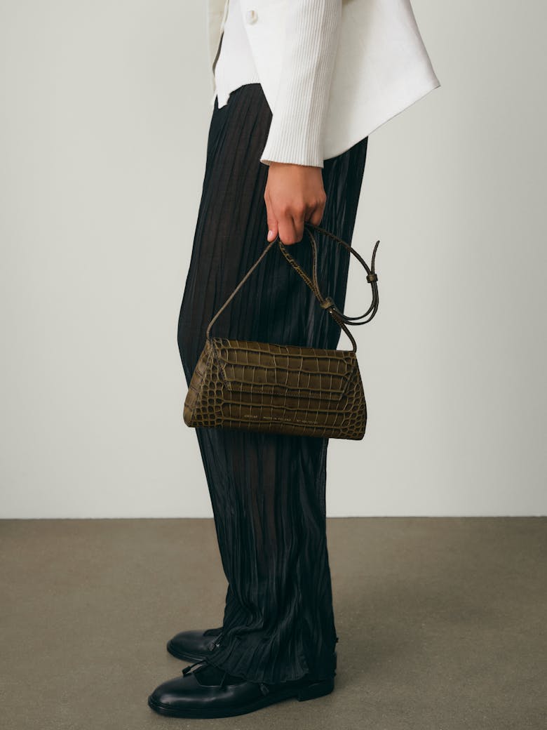 Small Envelope Clutch “olive crocodile”