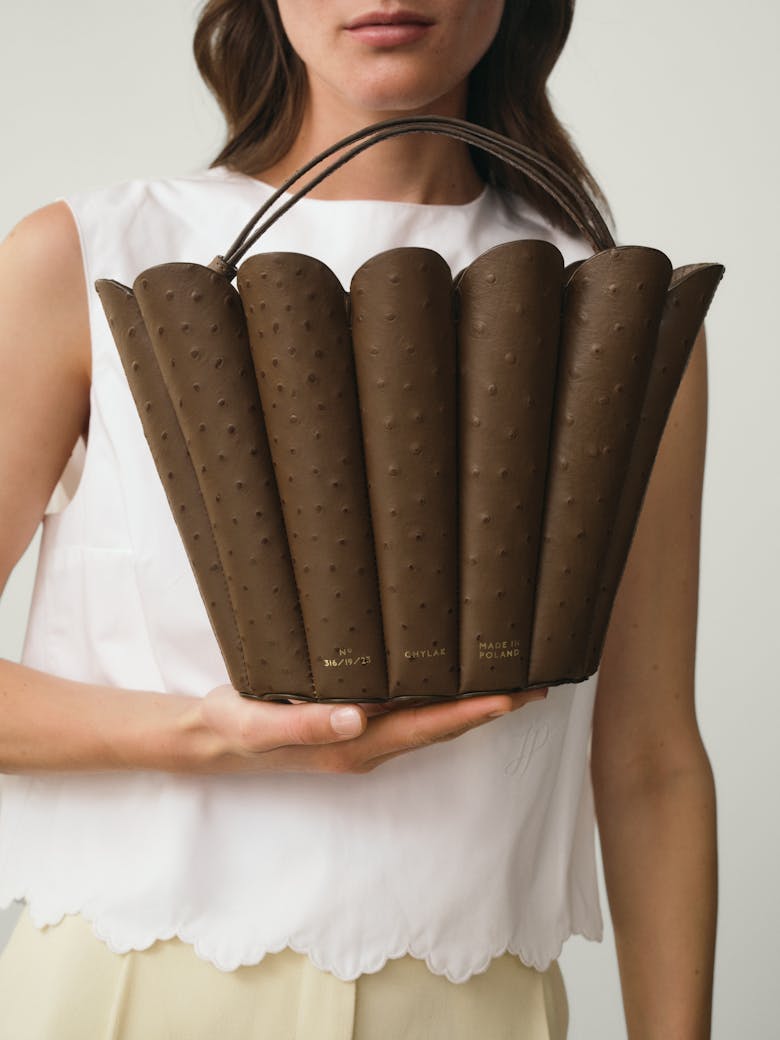 Small Shell Bag “brown ostrich”