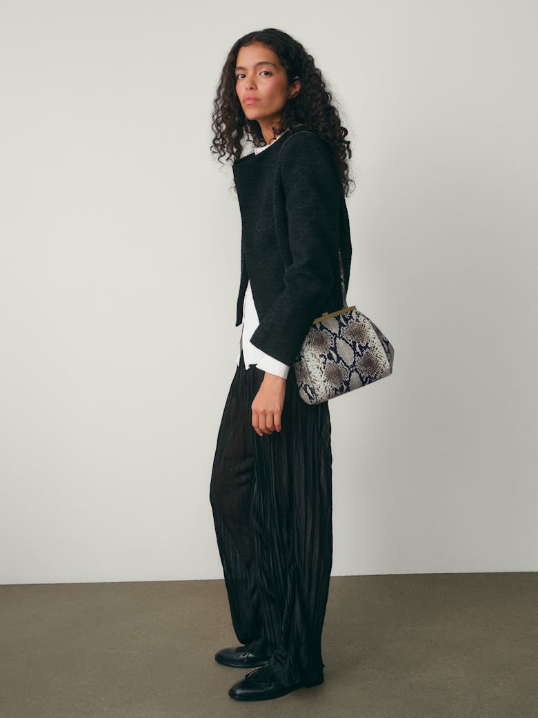 Tall “Vintage” Frame Bag “black and white python”