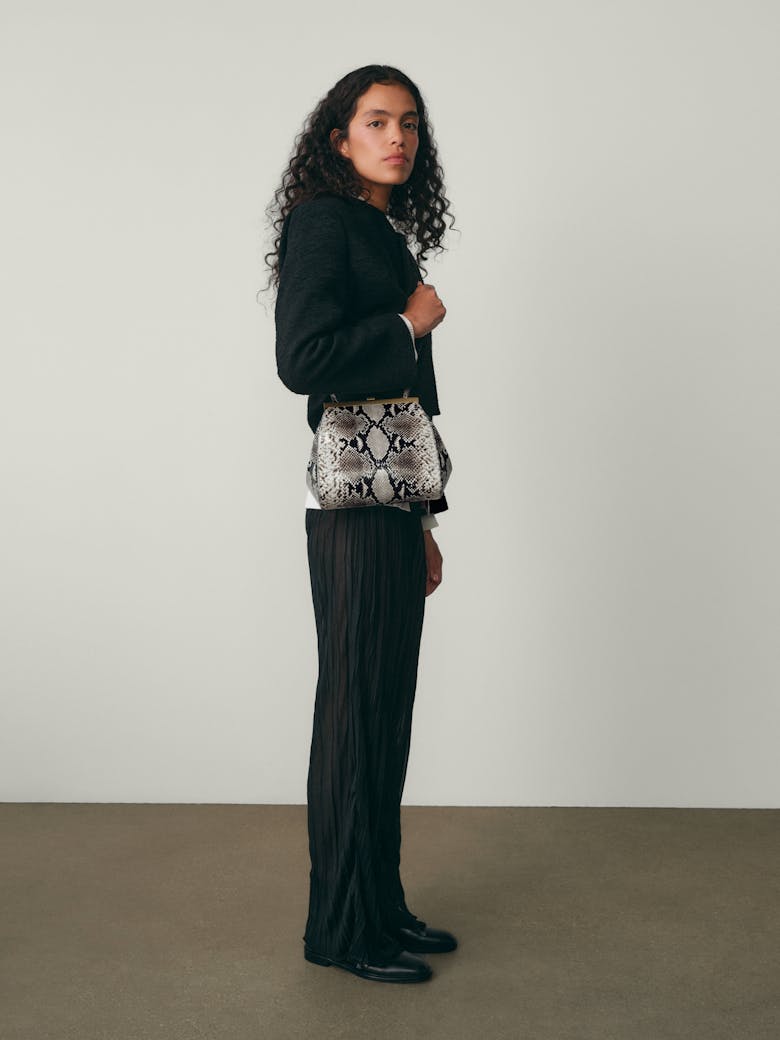 Tall “Vintage” Frame Bag “black and white python”