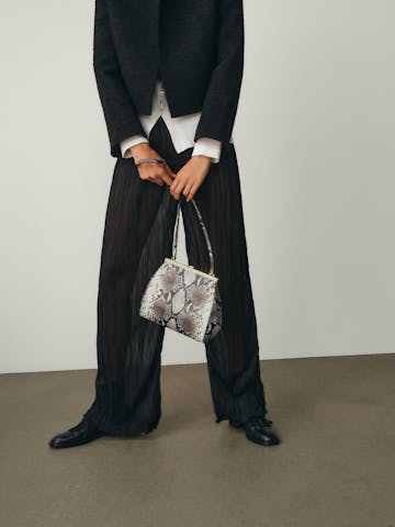 Tall “Vintage” Frame Bag “black and white python”