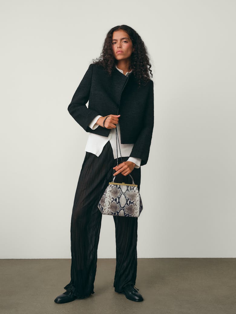 Tall “Vintage” Frame Bag “black and white python”