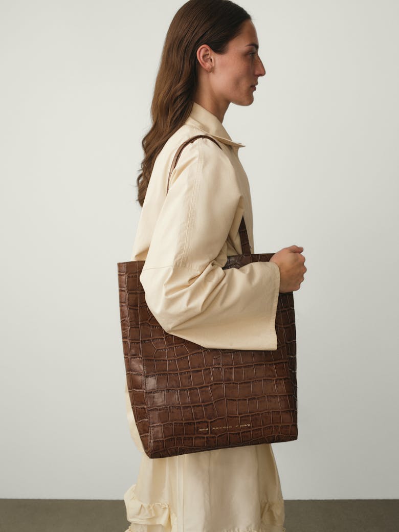 Tall Tote Bag “glossy hazelnut crocodile”