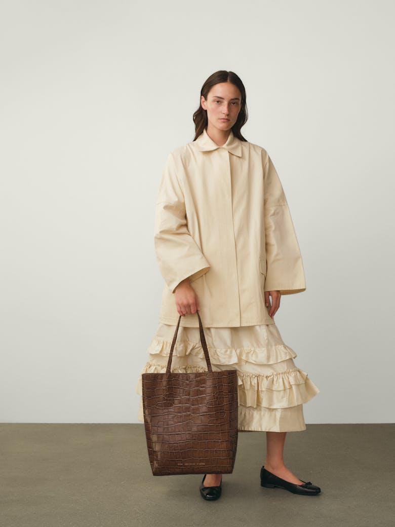 Tall Tote Bag “glossy hazelnut crocodile”