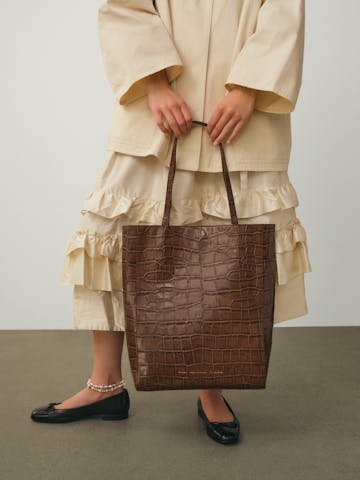 Tall Tote Bag “glossy hazelnut crocodile”