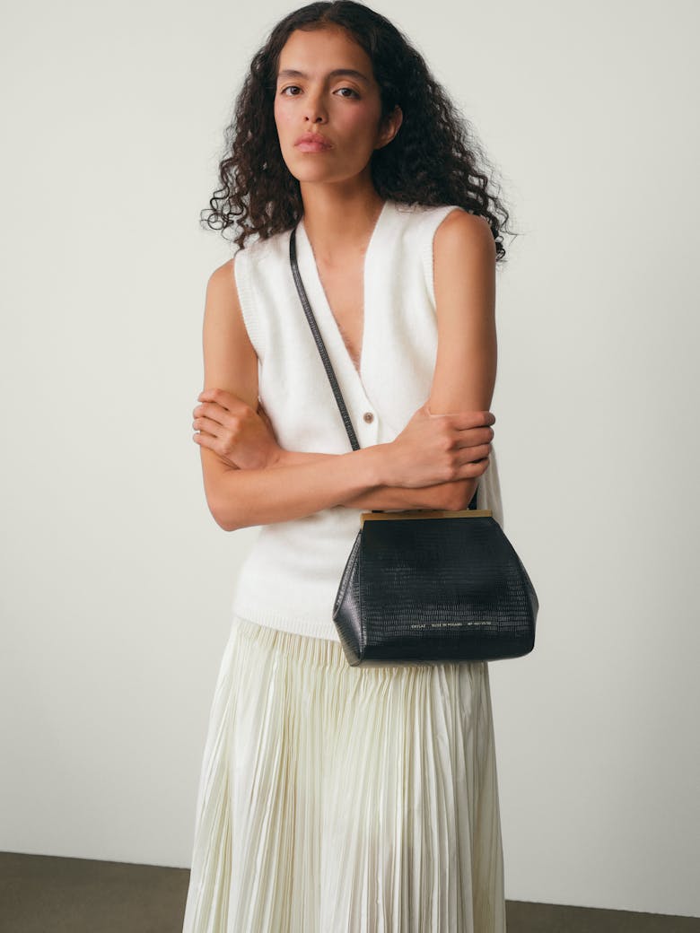 Tall “Vintage” Frame Bag “black lizard”