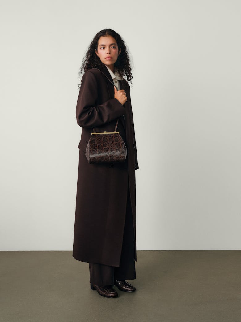 Tall “Vintage” Frame Bag “brown python”