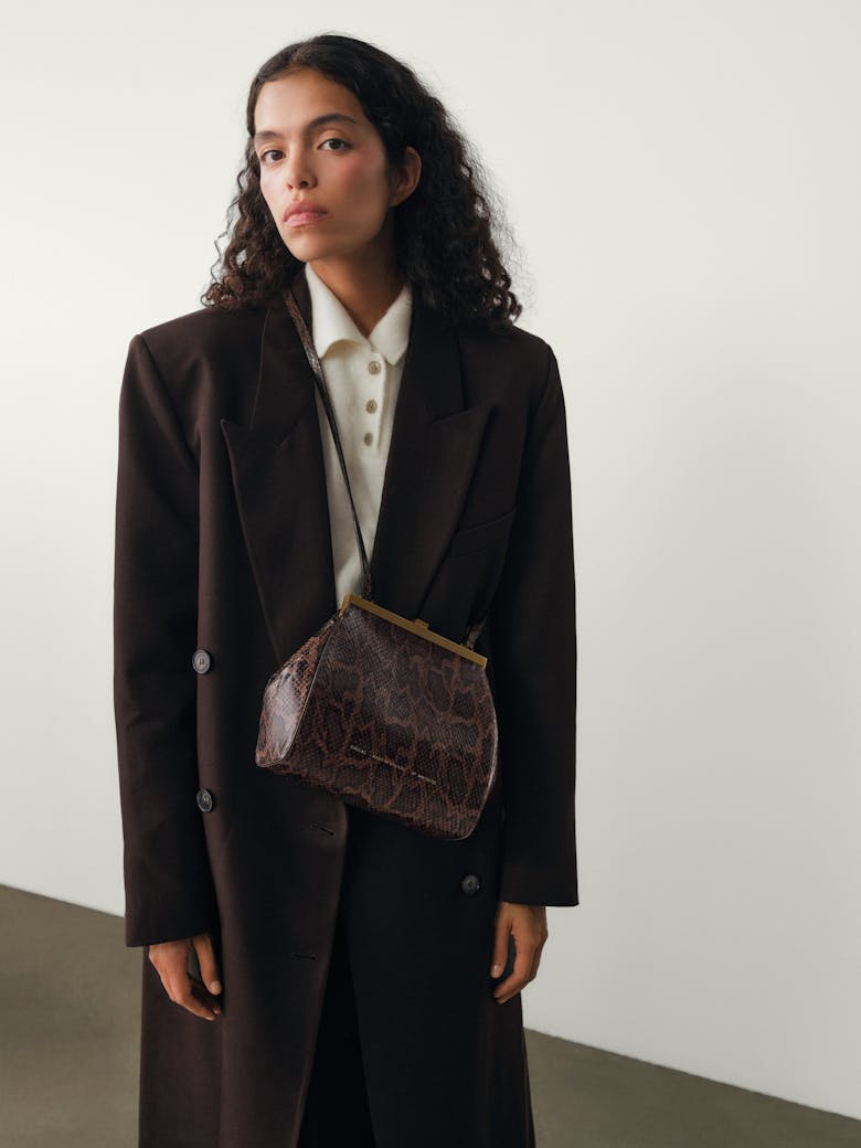 Tall “Vintage” Frame Bag “brown python”