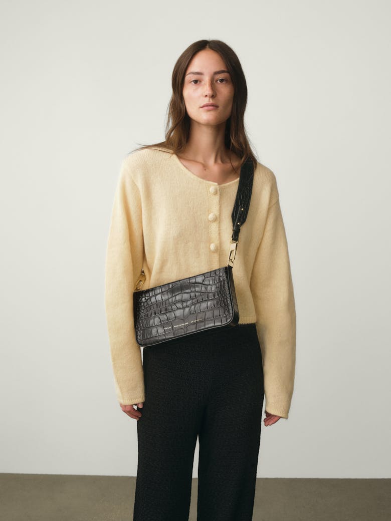 Underarm Bag “glossy black crocodile”