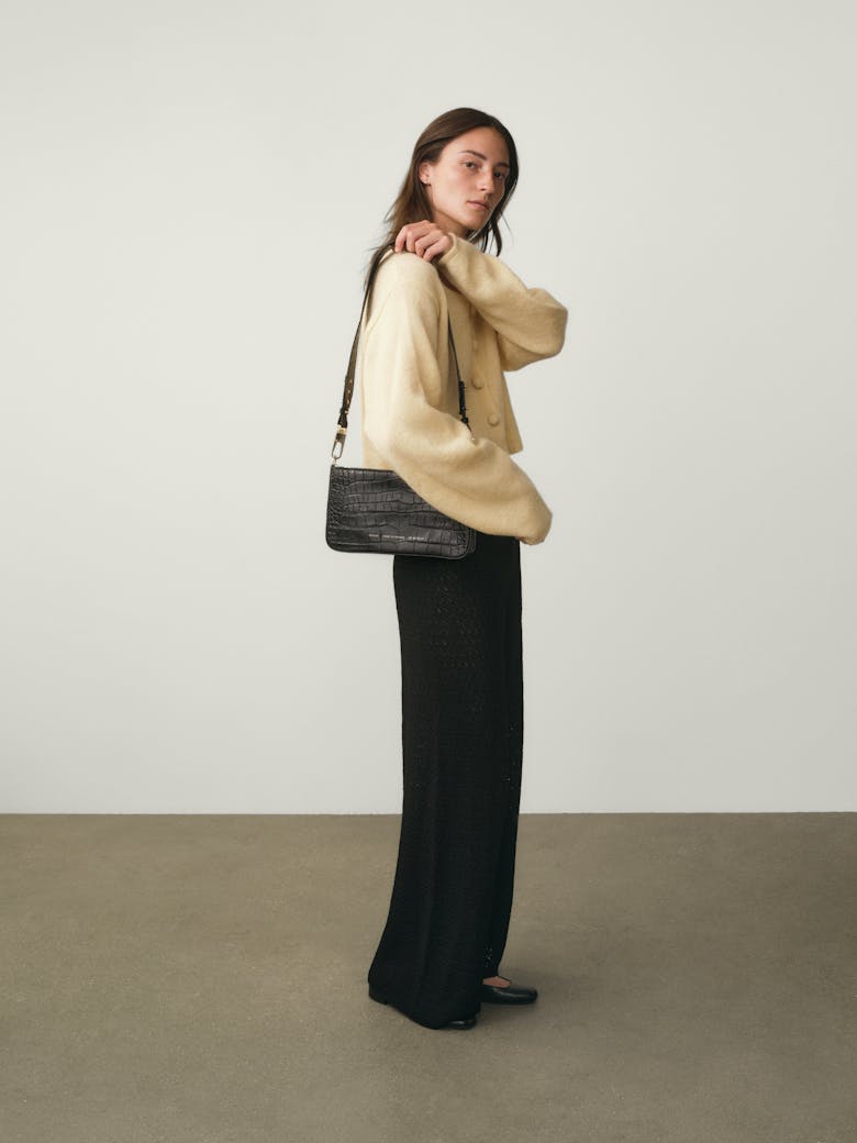 Underarm Bag “glossy black crocodile”