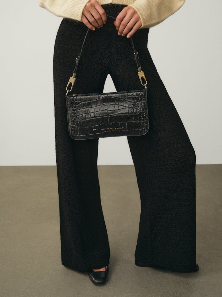 Underarm Bag “glossy black crocodile”