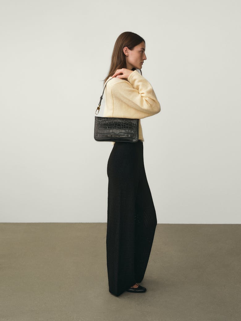 Underarm Bag “glossy black crocodile”