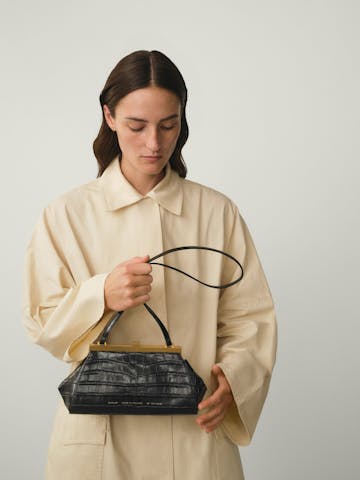 “Vintage” Frame Bag “glossy black crocodile”