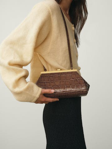 “Vintage” Frame Bag “glossy hazelnut crocodile”