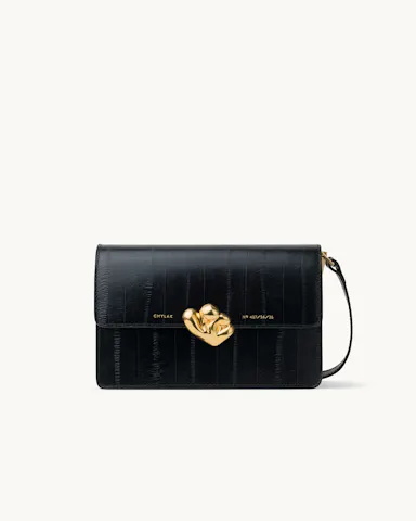 Medium Shoulder Bag with “Kogut” Seal “black eel”