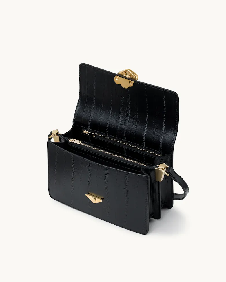 Medium Shoulder Bag with “Kogut” Seal “black eel”