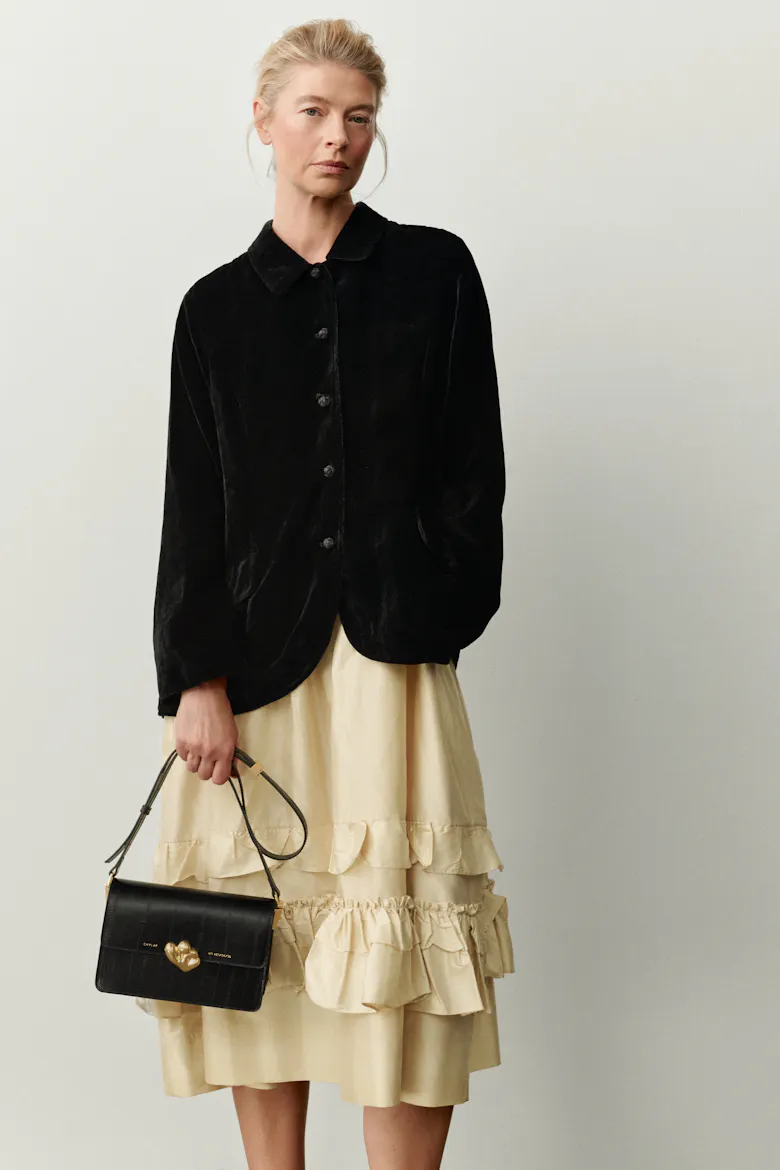 Medium Shoulder Bag with “Kogut” Seal “black eel”