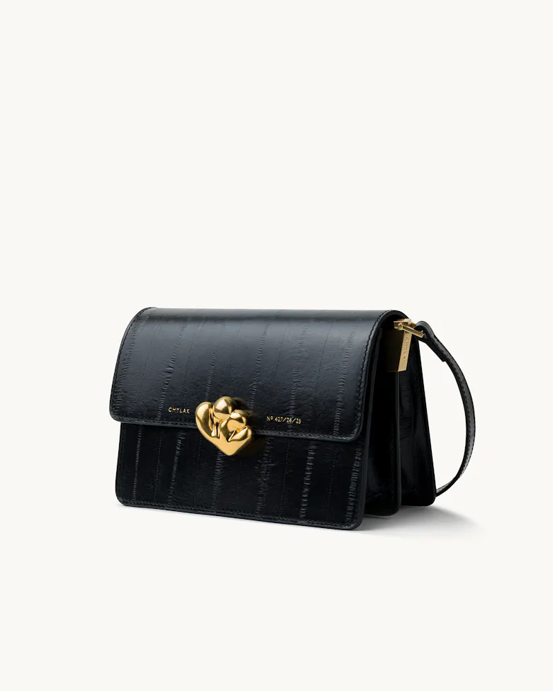 Medium Shoulder Bag with “Kogut” Seal “black eel”