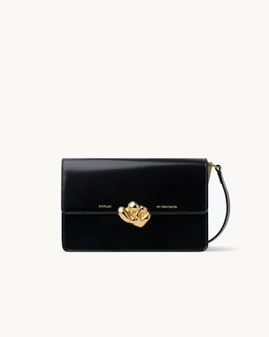 Medium Shoulder Bag with “Kogut” Seal “glossy black”