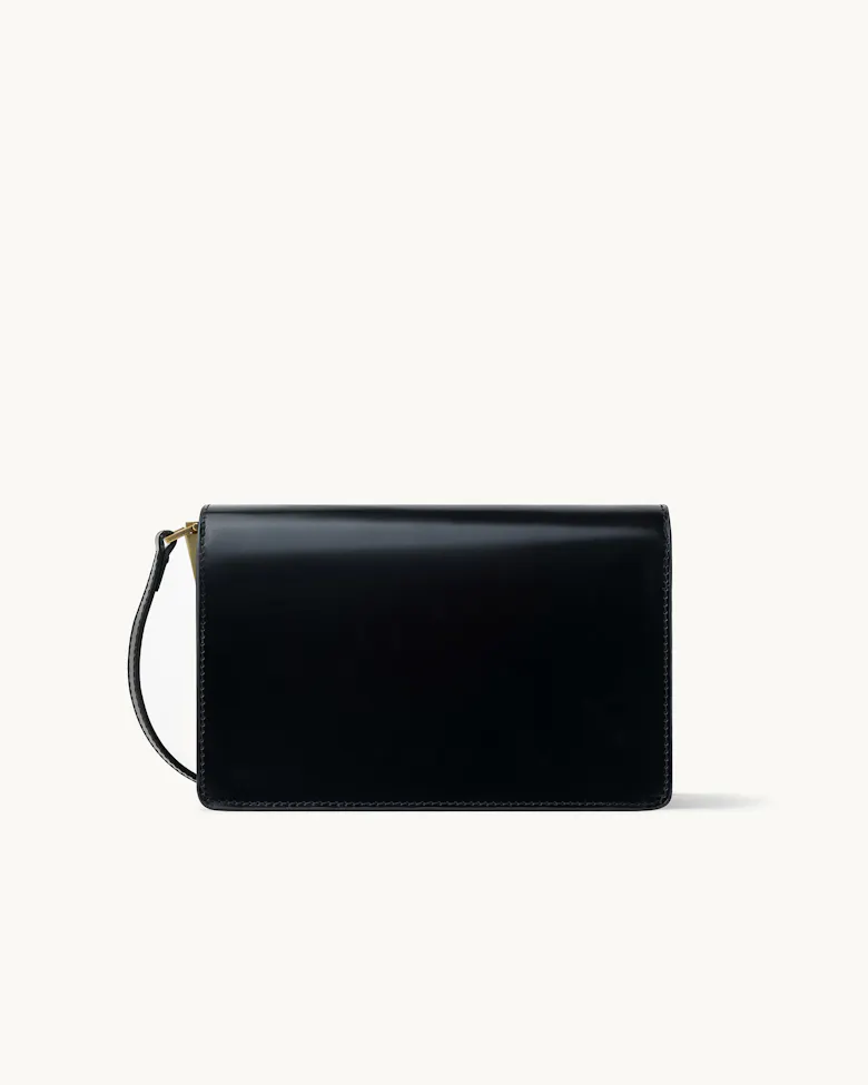 Medium Shoulder Bag with “Kogut” Seal “glossy black”