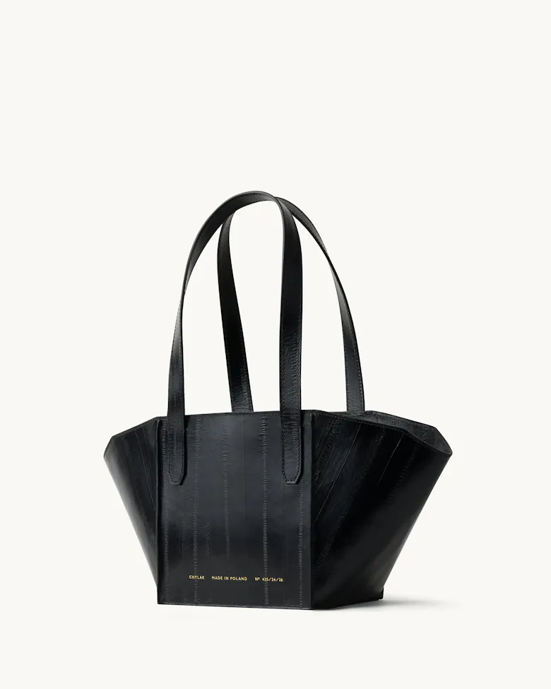 Small Structural Tote Bag “black eel”