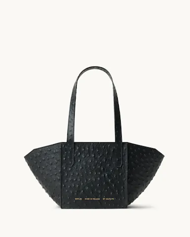 Small Structural Tote Bag “black ostrich”