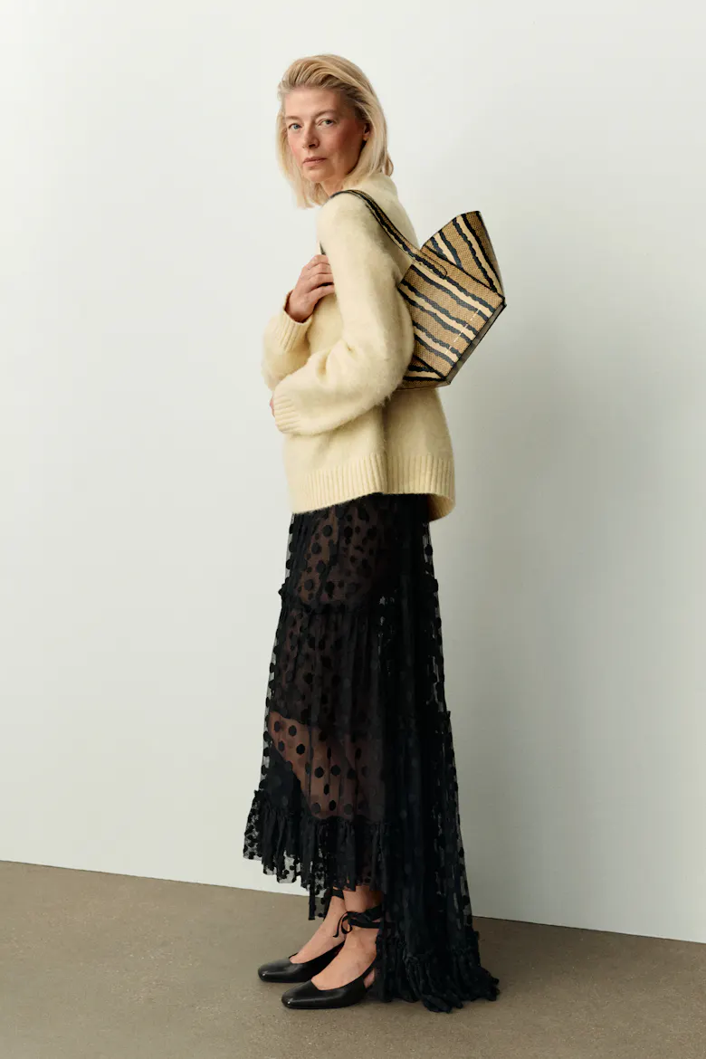 Small Structural Tote Bag “striped python”
