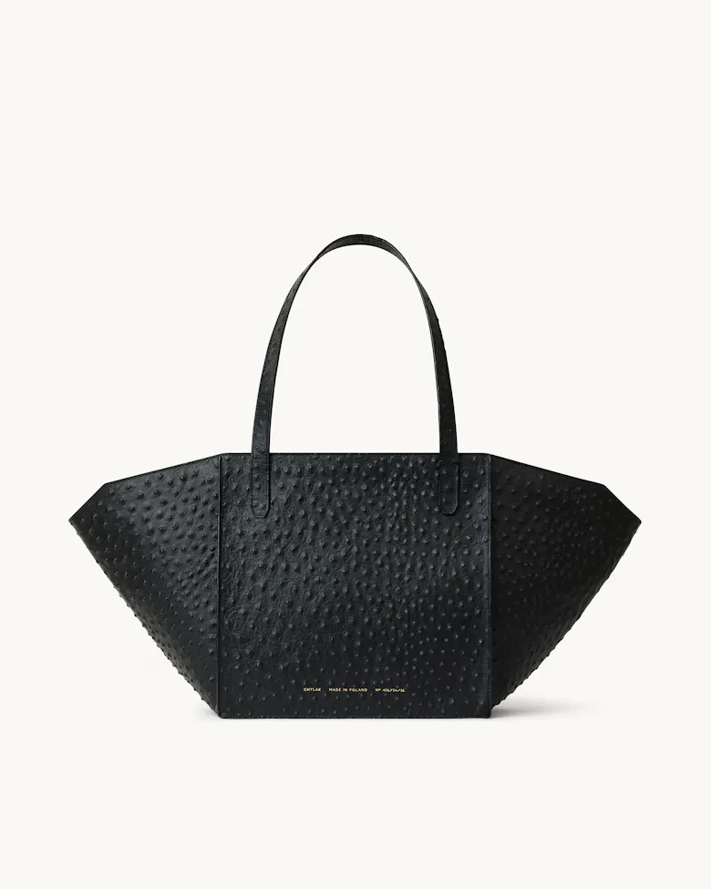 Structural Tote Bag “black ostrich”